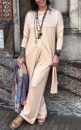 Adeline β Elegant Solid-Coloured Long Two-Piece Suit for Women